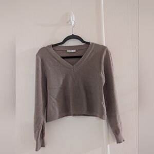 Casual V-Neck Sweater in Brown